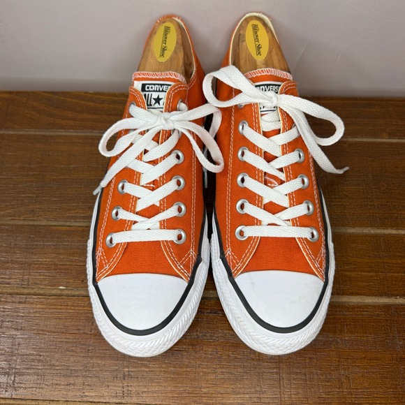 Converse Chuck Taylor All Star Low Top Orange Canvas Sneakers Womens 10 Mens 8 - Picture 2 of 9
